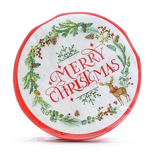 PAQUET DE 15 NAPPEONS EN PAPIER JETABLES JOYEUX NOËL DIAM. 33CM - Product Image 1