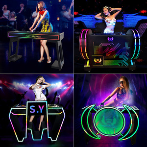 Comptoir de bar portable en métal avec éclairage LED, style industriel, pour soirées KTV et événements PartyWspace Dj Booth - Product Image 2