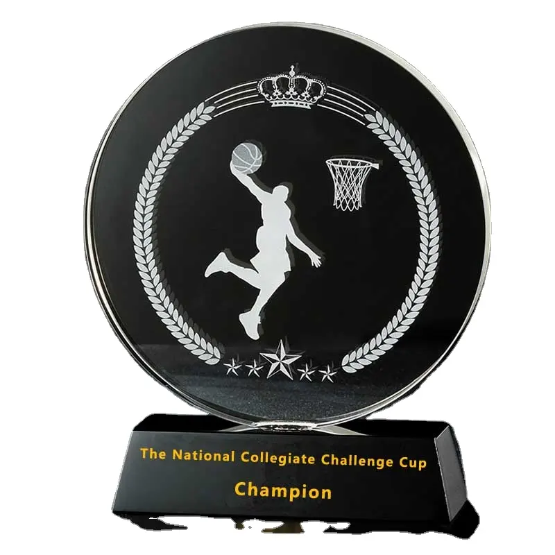 Custom design k9 crystal material basketball trophy for medals