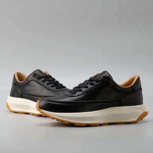Zapatillas Deportivas Negras de Cuero Genuino con Cierre de Cremallera en la Puntera, Suela Gruesa de Goma, Entresuela Acolchada, Ligeras, para Otoño y Verano - Product Image 3