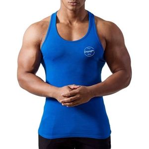 เสื้อกล้ามไหมพรมระบายอากาศได้ดีสำหรับผู้ชายเสื้อเข้ารูปผ้าคอตตอนเนื้อ100% แห้งเร็วสีน้ำเงินพิมพ์ลายดิจิทัลกำหนดโลโก้ได้เอง - Product Image 2