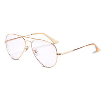 Lunettes de soleil à monture métallique d'aviation, optique classique, lunettes transparentes à verres clairs, lunettes pour femmes et hommes, style pilote optique