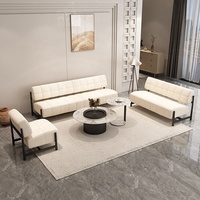 Ensemble de canapés de réception en cuir PU en forme de L, style moderne et luxueux, avec chaise combinée, pour hôtel et usage professionnel