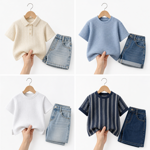 Ensemble d'été pour enfants : Haut et jean en denim – Tenue deux pièces pour garçons et filles – Tailles et styles variés – Vêtements en gros - Product Image 4