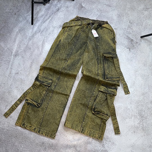 Pantalones Cargo de Verano para Hombre, Talla Grande, Tejidos, de Alta Calidad, Fibra de Terileno/Poliéster, Cintura Elástica, Múltiples Bolsillos, Negros, Pierna Ancha - Product Image 4