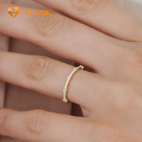 Cincin Emas Padat 14K Custom dengan Berlian Laboratorium Alternatif, Cincin Eternity Band Perhiasan Mewah untuk Wanita