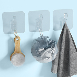 Porte-manteau mural en PVC transparent et acier inoxydable, auto-adhésif, crochet pour sac, chapeau, salle de bain, salon - Product Image 5