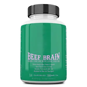 Organik sığır karaciğeri doğal takviyesi Brian kapsülleri saf yeşil 1000mg sığır karaciğer kapsülleri beyin, ruh halini destekler