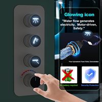 Système de douche à jets pluie de 10 pouces en laiton et acier inoxydable avec indicateurs LED, finition nickel brossé, montage au plafond, douche complète