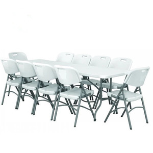 <span class=keywords><strong>Mesa</strong></span> plegable de plástico HDPE de 240cm, <span class=keywords><strong>mesa</strong></span> Rectangular portátil de 8 pies para exteriores, exhibición para acampar, <span class=keywords><strong>mesa</strong></span> de <span class=keywords><strong>pong</strong></span> de cerveza plegable - Product Image 4