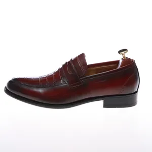 Hommes chaussures habillées classique de luxe marque de haute qualité italien pur peau de Crocodile en cuir hommes automne hiver printemps Style automne