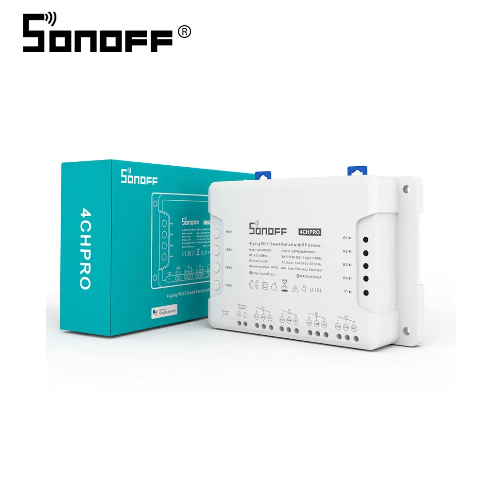 Sonoff-interruptor inteligente 4CH Pro R3 avanzado, 4 canales, 433MHz, 2,4G, Wifi, Control remoto, Módulos de Automatización para electrodomésticos