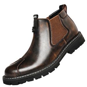 Italian Design Mens Chelsea Ankle <b>Spring</b> <b>Boots</b> Genuine Leather Anti-Slip Slip-On Business Office <b>Boots</b> - Product Image 1