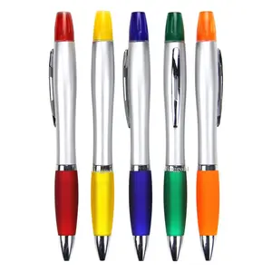 Factory Multipurpose Double Sided Color Highlighter Ballpoint Pens Twist Ball Pen with Highlighter with Metal Clip 2 in 1 Sports