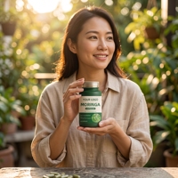 Complément alimentaire Moringa Immune Pure Premium en capsules avec extrait de superaliment vert, 60 capsules, 30g, OEM ODM, étiquette privée