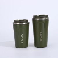 Mug à café isotherme en acier inoxydable 380 ml, personnalisable avec logo, écologique, double paroi, sans BPA, anti-fuite, pour voiture