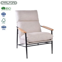 CARLFORD Rembourrage en tissu confort de luxe avec mains courantes en bois Fauteuil pour salon chambre appartement