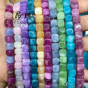 <span class=keywords><strong>Pierre</strong></span> naturelle 8mm couleur calcédoine Cube perles en vrac bijoux à bricoler soi-même Bracelet voiture sac suspendus accessoires en gros - Product Image 2