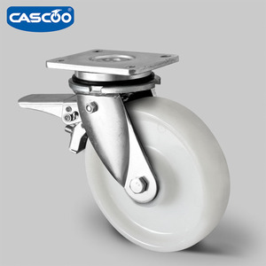 CASCOO <span class=keywords><strong>200mm</strong></span> weißes Nylon Hochleistungs-Doppel kugellager räder Industrie wagen Rollen 700KG 1000KG Kapazität Schwenkbarer Typ - Product Image 3