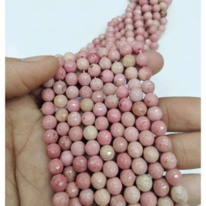 Cuentas Redondas de Rodocrosita Rosa Natural, Hilo de 15 Pulgadas, Ágata Mirani de Rajasthan, Tema Amor - Product Image 1