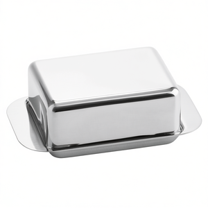 Mantequillera rectangular de acero inoxidable de 125g con tapa para uso en la cocina - Product Image 2