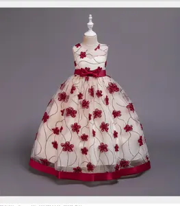 Лидер продаж 1712, новейшее детское платье, дышащее длинное вечернее платье до пола для маленьких девочек на свадьбу