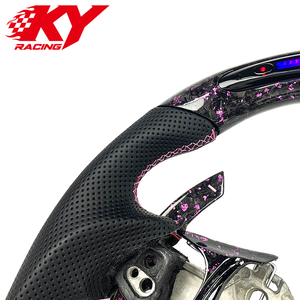 Volante deportivo LED de fibra de carbono forjado rosa personalizado con levas de cambio, adecuado para Toyota 86 GT86 GR86 Subaru BRZ - Product Image 2