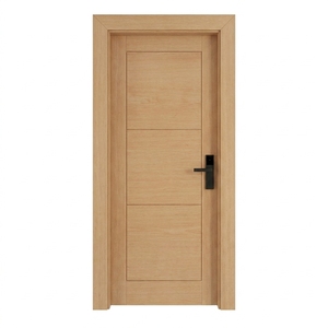 Juego de Puertas Interiores Modern Horizon de 3 Paneles con Acabado Liso en Chapa de Madera de Teca Natural y Marco a Juego - Product Image 1
