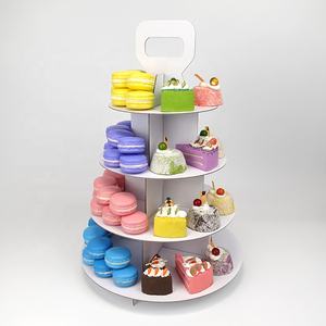 Support à cupcakes sur 4 étages personnalisé, support à macarons avec couvercle, <span class=keywords><strong>carton</strong></span> de qualité alimentaire, présentoir à dessert <span class=keywords><strong>en</strong></span> papier pour fête - Product Image 2