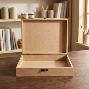 Wooden Storage Box with Lid Durable Organizer Rustic Finish Multipurpose Keepsake Case for Home Office and Gifting - Product Image 1