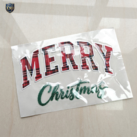 Nouvelles Écussons Brodés Personnalisés en Tissu à Carreaux avec Lettres Joyeux Noël, à Thermocoller, pour Vêtements, Vente en Gros