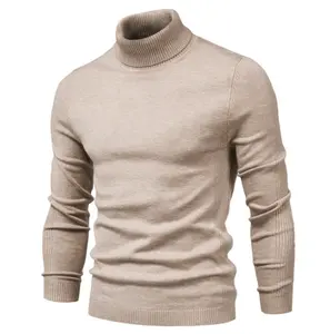 Long Sleeve Pullover Mens Turtle Neck Organic Wool Sweater