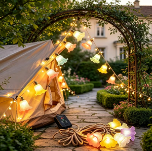 Guirlandes lumineuses décoratives en corde de jute, lumières LED féériques, blanc chaud, pour mariage, fête, décoration de la maison et du jardin - Product Image 2