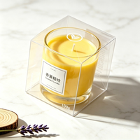 Boîte d'emballage transparente en PET biodégradable pour bougies parfumées et cadeaux artisanaux, design pliable personnalisable avec logo imprimé