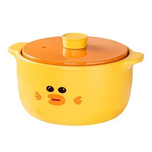 Casserole en céramique personnalisée en forme de petit canard jaune, 2,1-5 L, avec couvercle, durable, pour soupes, ragoûts, usage domestique - Product Image 2