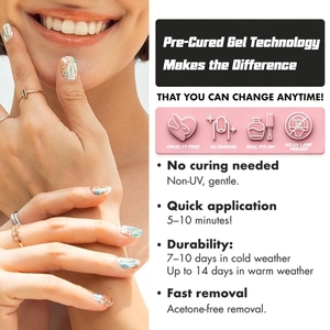 Bandes d'ongles en résine semi-durcie, motif nœud dégradé rose brillant, sans UV, autocollants pour ongles OEM ODM, longue durée, pour nail art - Product Image 3
