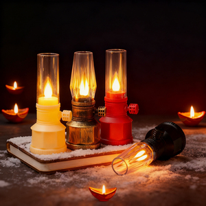 Lanterne LED sans flamme de style <span class=keywords><strong>lampe</strong></span> à pétrole vintage, à piles, avec effet scintillant, pour la décoration de la maison et des festivals - Product Image 2
