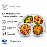 Assiette Enfant Mignonne en Acier Inoxydable 304, Plateau Repas Divisé Animaux (Panda, Singe, Éléphant), Non Toxique, Qualité Alimentaire, pour Maternelle