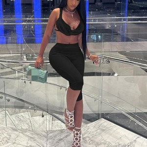 เสื้อกั๊กผูกเชือกโชว์หลังคอของผู้หญิงชุด2ชิ้นแฟชั่นใหม่ - Product Image 4