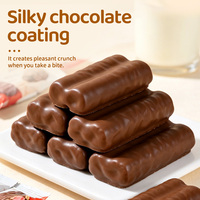 Barre de guimauve au chocolat double cœur, enrobée d'un gaufrette croustillante, multi-saveurs, bonbons croustillants multicolores, emballage individuel