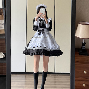 British Style Long Sleeve Maid Dress Women Plus Size Lolita Cosplay Costume Stage Performance Adult Polyester Spring 2023 - Product Image 2