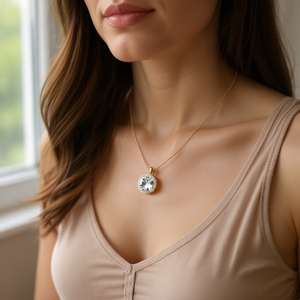 Collar con Colgante de Diamante en Forma de Letra P, Cadena de 2 cm, Acero, Oro, Plata - Product Image 2