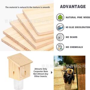 Trampa cuadrada de madera para nidos de abejas, de madera maciza, para el control de plagas de abejas carpinteras. - Product Image 4