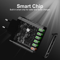 Cargador de Pared USB GaN de 6 Puertos con Carga Rápida QC3.0 de 30W, con Protección OTP, Adaptador de Corriente para Teléfono Móvil, Cargador Rápido de Viaje