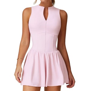 Conjuntos Deportivos <span class=keywords><strong>LANGHE</strong></span> Personalizados de Alta Calidad, Vestido de Tenis con Cierre Frontal, Cuello Alto, Pantalones Cortos Deportivos Suaves - Product Image 1