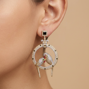 Boucles d'oreilles pendantes en or jaune massif 14 carats avec diamant naturel 8,10 carats, bijoux de luxe hip-hop pour femmes - Product Image 1