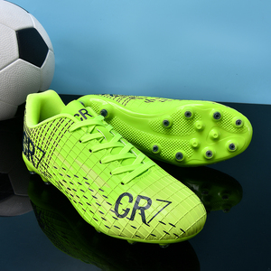 Chaussures de football basses vert fluorescent FG en gros, crampons de football en caoutchouc pas chers, chaussures d'entraînement unisexes pour footballeur - Product Image 4