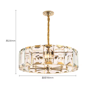 Lustre en verre de fer suspendu moderne d'intérieur de haute qualité lustre en cristal rond - Product Image 6