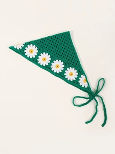 Bandana Triangular de ganchillo con margaritas, pañuelo de punto hecho <span class=keywords><strong>a</strong></span> mano para la cabeza, Primavera - Product Image 5