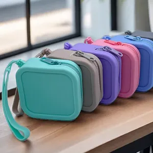 Bolsa de silicone para maquiagem, bolsa organizadora de cosméticos para viagem, pequena bolsa de mão